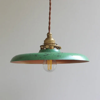 Vintage metal industrial pendant lamp with braided cable, retro hanging ceiling fixture