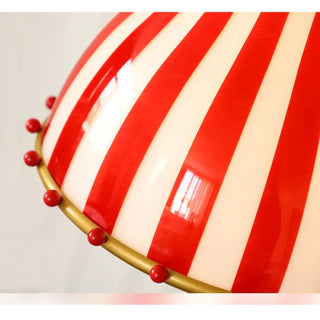 Vintage red striped pendant ceiling light, retro hanging lamp for eclectic living room