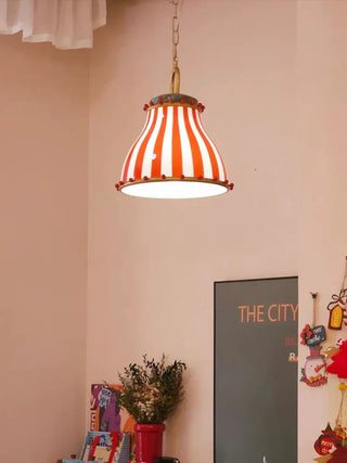 Red and white striped pendant light, retro vintage hanging ceiling lamp for dining room