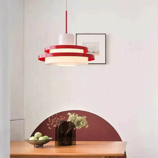 Vintage Scandinavian pendant light, retro chic red black Nordic ceiling fixture