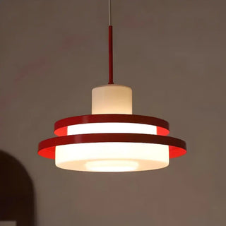 Designer vintage Scandinavian pendant lamp, retro red black Nordic ceiling light