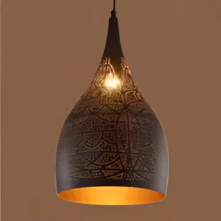 Oriental metal frame pendant light, artisan warm ambient ceiling hanging fixture