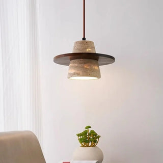 PIBOI Beige Stone Dark Wood Bedroom Pendant – view 2