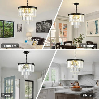 CHANOIR Modern Glass Crystal Black Gilded Ceiling Light – view 2