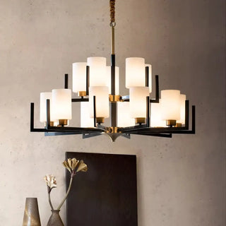 DURASIO Contemporary Black and Gold Glass Diffuser Chandelier – view 4