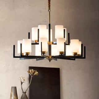 DURASIO Contemporary Black and Gold Glass Diffuser Chandelier – view 6