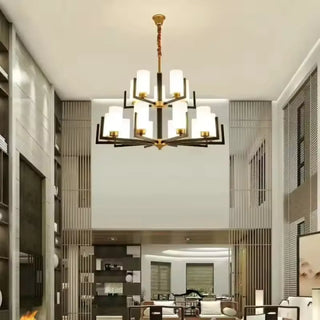 DURASIO Contemporary Black and Gold Glass Diffuser Chandelier – view 7