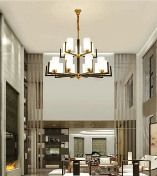 DURASIO Contemporary Black and Gold Glass Diffuser Chandelier – view 11