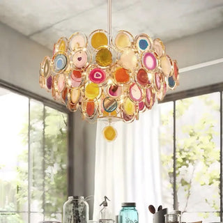 MICORUL Luxury Natural Multicolour Agate Gilded Ceiling Light – view 3
