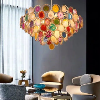 MICORUL Luxury Natural Multicolour Agate Gilded Ceiling Light – view 1
