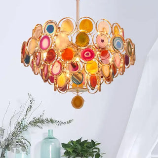MICORUL Luxury Natural Multicolour Agate Gilded Ceiling Light – view 2