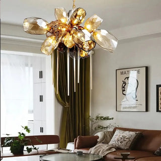 MALICE Luxurious Floral Gilded Glass Ceiling Light – view 2