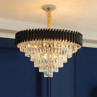 Luxury crystal waterfall pendant — opulent gold hanging chandelier