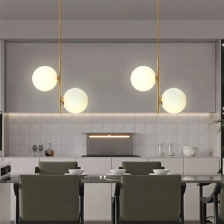 CERAS Gilded Metal with Double Opaline Globe Ceiling Light – view 1