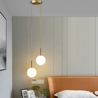 CERAS Gilded Metal with Double Opaline Globe Ceiling Light – view 2