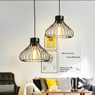 CAGEBN Black Metal Flared Cage Industrial Ceiling Light – view 5
