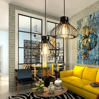 CAGEBN Black Metal Flared Cage Industrial Ceiling Light – view 4