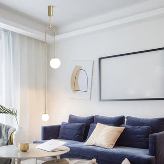 Modern black pendant light with sculptural ball accents, minimalist hanging ceiling lamp