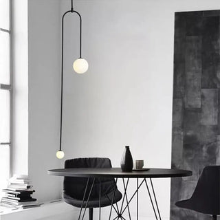 Minimalist black pendant lamp with sculptural balls, modern hanging ceiling light