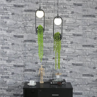 NANO Modern Black Ring Artificial Plant LED Globe Ceiling Light – view 2