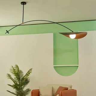 Modern arc pendant light, black with gold lampshade ceiling hanging fixture
