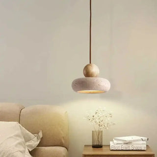 DONUTSK Scandinavian Concrete and Wood Donut-Shape Ceiling Light – view 1