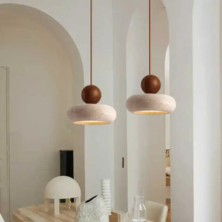 DONUTSK Scandinavian Concrete and Wood Donut-Shape Ceiling Light – view 3