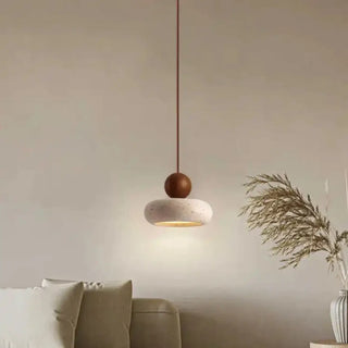 DONUTSK Scandinavian Concrete and Wood Donut-Shape Ceiling Light – view 2