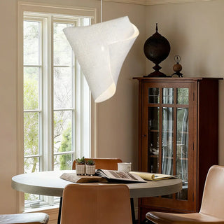 White organic modern pendant lamp, minimalist sculptural hanging fixture