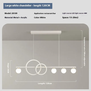 DOROSTY Modern White LED Linear Bar with Rings Ceiling Light – view 7