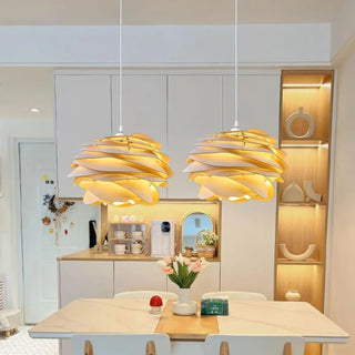 PIDESE Modern Wood Flower Natural Pendant – view 2
