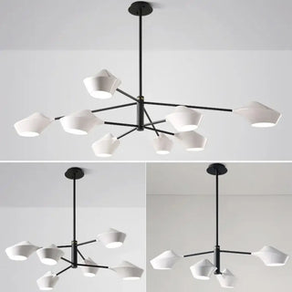 BRASS Modern Long Arms with White Cups Ceiling Light – view 2