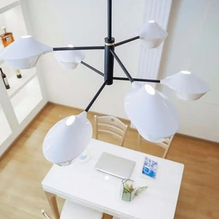 BRASS Modern Long Arms with White Cups Ceiling Light – view 3