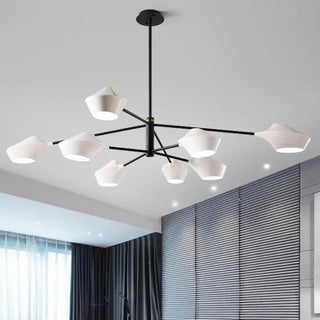 BRASS Modern Long Arms with White Cups Ceiling Light – view 1