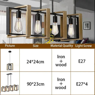 DARTOU Modern Square Wood and Black Industrial Ceiling Light – view 7