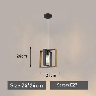 DARTOU Modern Square Wood and Black Industrial Ceiling Light – view 4