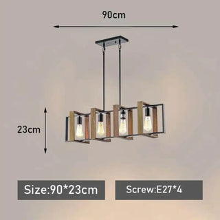 DARTOU Modern Square Wood and Black Industrial Ceiling Light – view 5