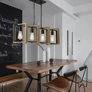 DARTOU Modern Square Wood and Black Industrial Ceiling Light – view 2