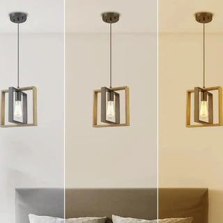 DARTOU Modern Square Wood and Black Industrial Ceiling Light – view 3