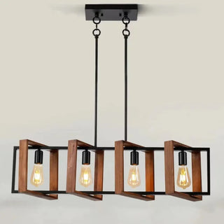 DARTOU Modern Square Wood and Black Industrial Ceiling Light – view 6