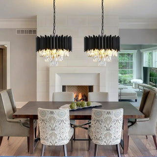 CRISTNOR Modern Crystal Black Gold Rose Dining Room Ceiling Light – view 2