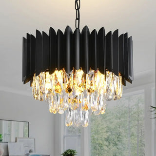 CRISTNOR Modern Crystal Black Gold Rose Dining Room Ceiling Light – view 1