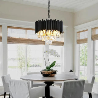 CRISTNOR Modern Crystal Black Gold Rose Dining Room Ceiling Light – view 3