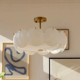 MONI Modern Opaline Glass Gilded Brass Disc Ceiling Light – view 2