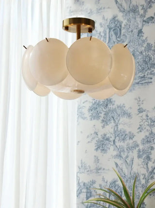 MONI Modern Opaline Glass Gilded Brass Disc Ceiling Light – view 1