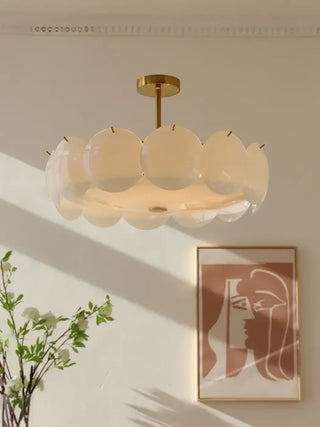 MONI Modern Opaline Glass Gilded Brass Disc Ceiling Light – view 3
