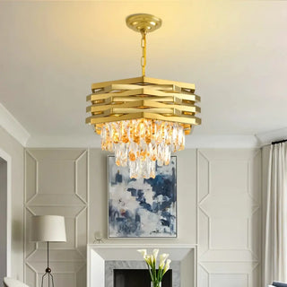 Gold crystal pendant chandelier, modern luxury contemporary ceiling light