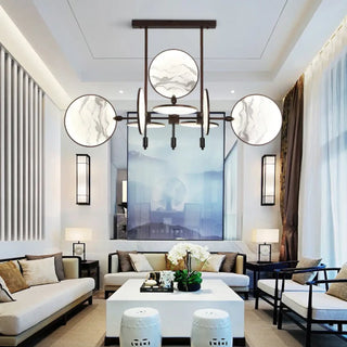 DIDOMO Elegant Modern Gilded Ceiling Light with Marble Discs – view 2