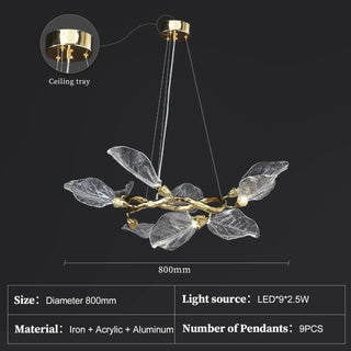 LEIFFEL Modern Leaf Glass Gilded Ceiling Light – view 8