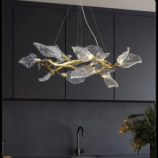 LEIFFEL Modern Leaf Glass Gilded Ceiling Light – view 1